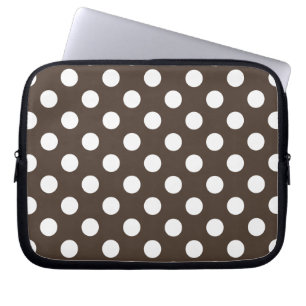 Protection Pour Ordinateur Portable Pois blancs sur brun