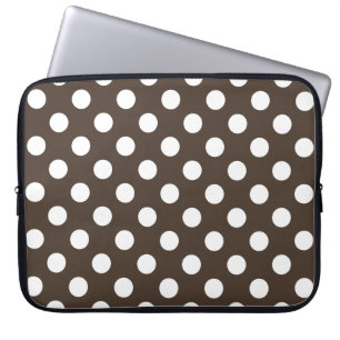 Protection Pour Ordinateur Portable Pois blancs sur brun