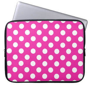 Protection Pour Ordinateur Portable Pois blancs sur fuchsia