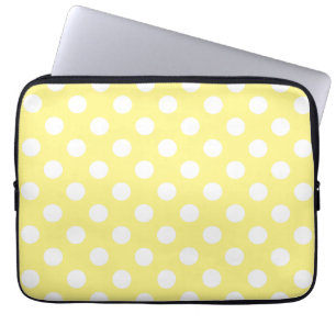 Protection Pour Ordinateur Portable Pois blancs sur jaune citron