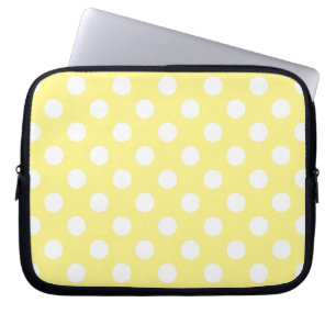 Protection Pour Ordinateur Portable Pois blancs sur jaune citron
