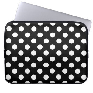 Protection Pour Ordinateur Portable Pois blancs sur noir
