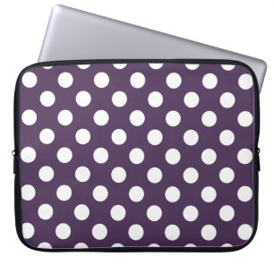 Protection Pour Ordinateur Portable Pois blancs sur prune violette