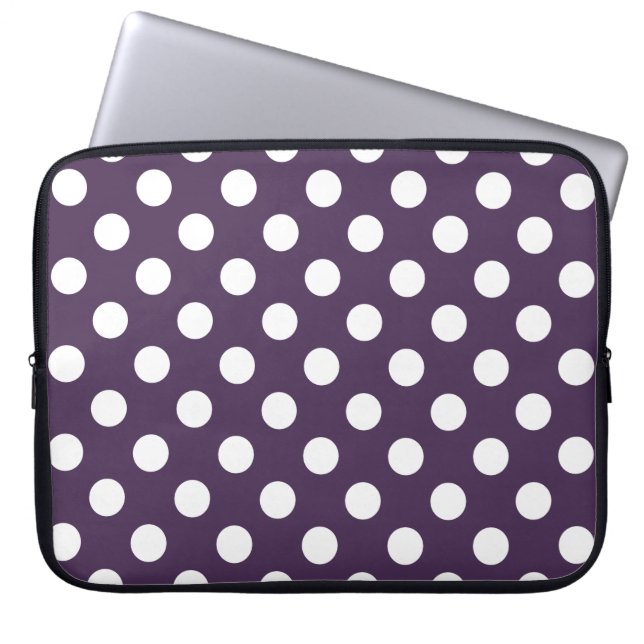 Protection Pour Ordinateur Portable Pois blancs sur prune violette (Devant)
