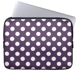 Protection Pour Ordinateur Portable Pois blancs sur prune violette