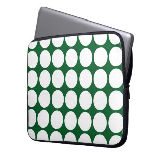 Protection Pour Ordinateur Portable Pois blancs sur vert
