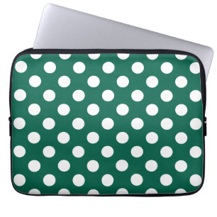 Protection Pour Ordinateur Portable Pois blancs sur vert sauge