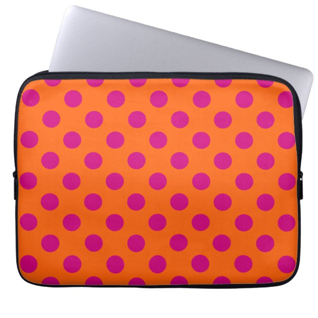 Protection Pour Ordinateur Portable Pois Fuchsia orange (Devant)
