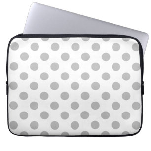 Protection Pour Ordinateur Portable Pois gris sur blanc