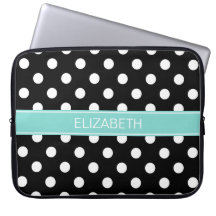 Pois noirs blancs #2 Nom Turquoise Monogramme
