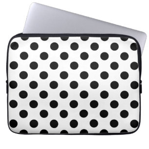 Protection Pour Ordinateur Portable Pois noirs en blanc