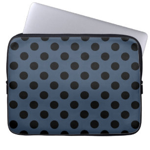 Protection Pour Ordinateur Portable Pois noirs sur gris-bleu