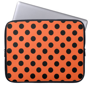 Protection Pour Ordinateur Portable Pois noirs sur orange