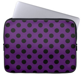 Protection Pour Ordinateur Portable Pois noirs sur prune violette