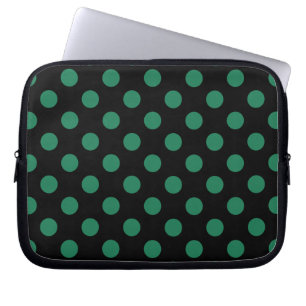 Protection Pour Ordinateur Portable Pois vert et noir