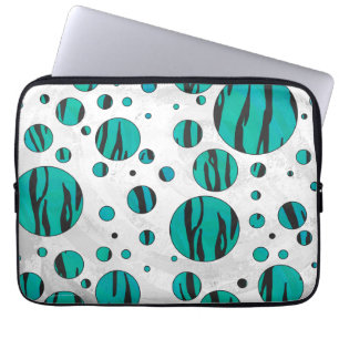 Protection Pour Ordinateur Portable Polka Dot Tiger noir et Turquoise