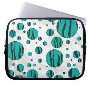 Protection Pour Ordinateur Portable Polka Dot Tiger noir et Turquoise