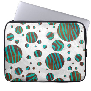 Protection Pour Ordinateur Portable Polka Dot Zebra Brown et Turquoise