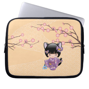 Protection Pour Ordinateur Portable Poupée de Neko Kokeshi - fille de geisha