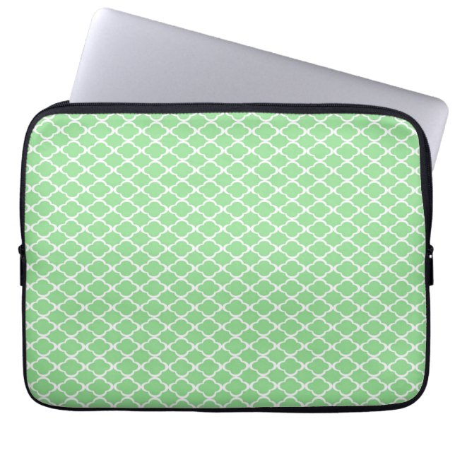 Protection Pour Ordinateur Portable Quatrefoil vert en pastel (Devant)