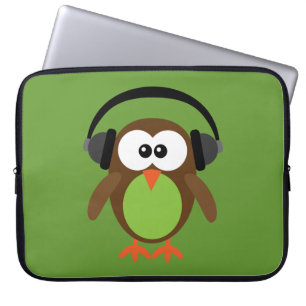 Protection Pour Ordinateur Portable Rétro hibou mignon DJ avec des écouteurs