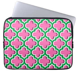 Protection Pour Ordinateur Portable Rose chaud #2, Emeraude, Quatrefoil marocain #5DS