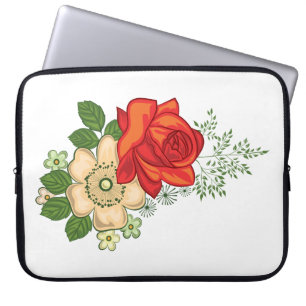 Protection Pour Ordinateur Portable Rose rouge et marguerites