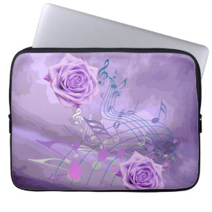 Protection Pour Ordinateur Portable Roses pourpres et musique 13" douille d'ordinateur