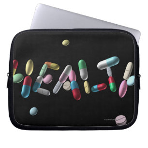 Protection Pour Ordinateur Portable "SANTÉ" écrite avec des pilules
