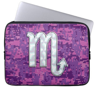 Protection Pour Ordinateur Portable Scorpio Zodiac Sign on Fuchsia Digital Camo