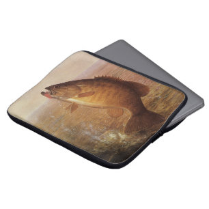 Protection Pour Ordinateur Portable Sports vintages Pêche, Poisson Brown à grande bouc