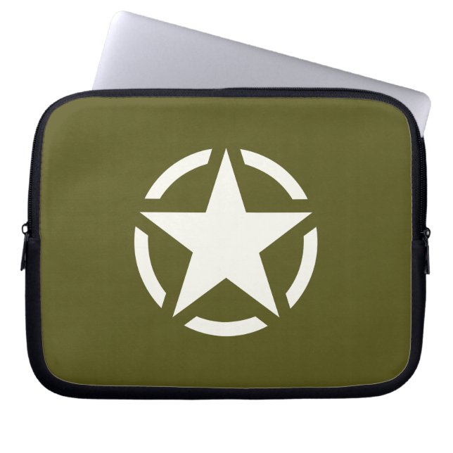 Protection Pour Ordinateur Portable Star Stencil Classic sur Khaki Green (Devant)
