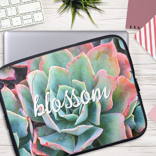 Protection Pour Ordinateur Portable Succulente Cactus Vert Photographie Fleur Script