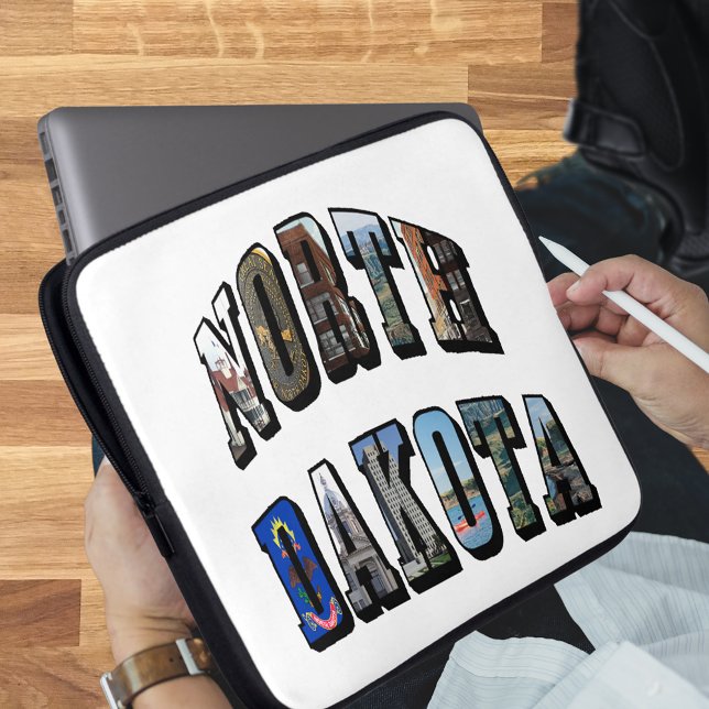 Protection Pour Ordinateur Portable Texte de l'image du Dakota du Nord (North Dakota Picture Text Laptop Sleeve)