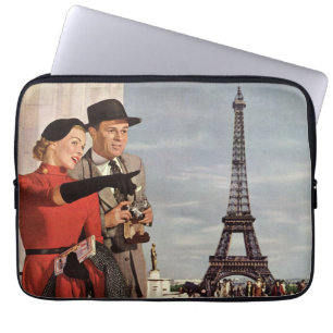 Protection Pour Ordinateur Portable Touristes vintage à la Tour Eiffel, vacances à Par