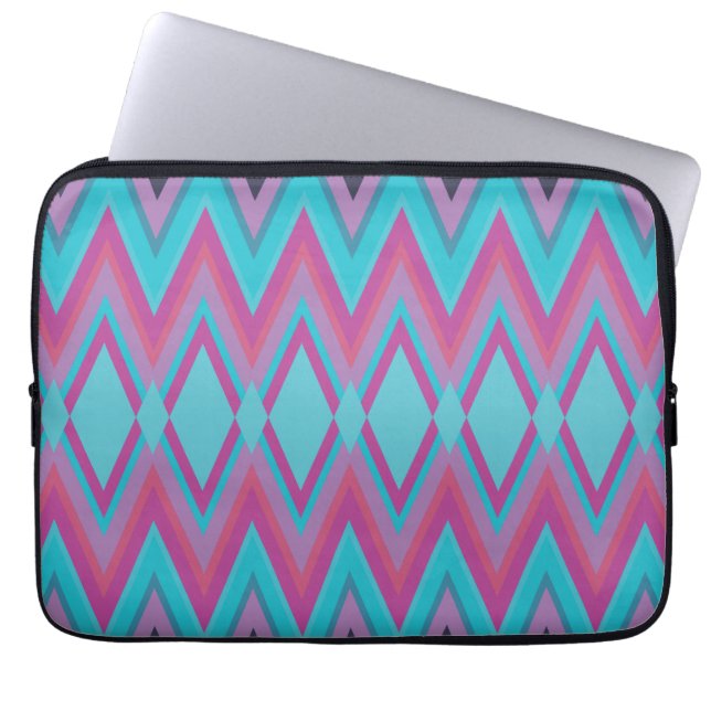Protection Pour Ordinateur Portable Tribal pourpre et Aqua (Devant)