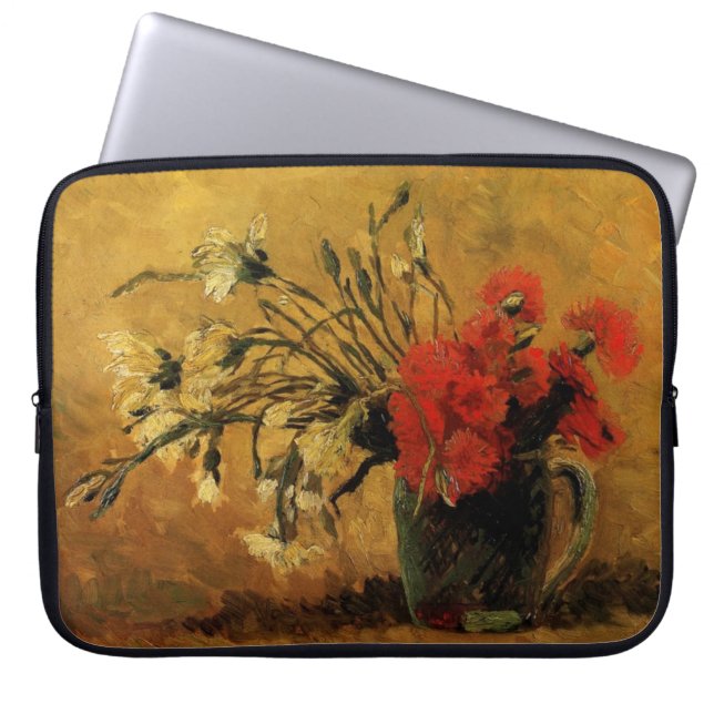 Protection Pour Ordinateur Portable Vase avec oeillets rouges et blancs, Van Gogh (Devant)
