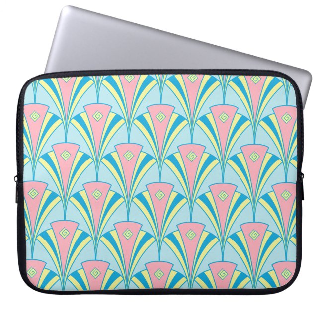 Protection Pour Ordinateur Portable Ventilateur rose bleu vert Motif (Devant)