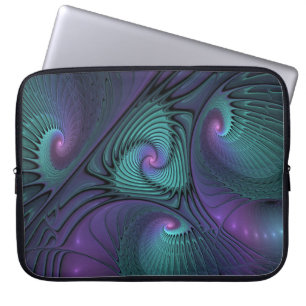 Protection Pour Ordinateur Portable Violet rencontre Turquoise moderne art fractal abs
