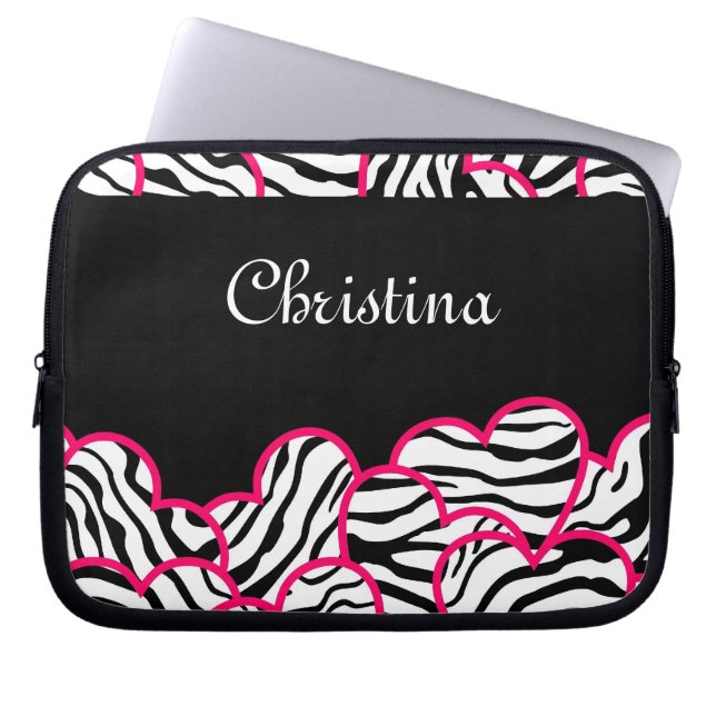 Protection Pour Ordinateur Portable Zebra coeur Portable Sleeve (Devant)