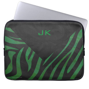 Protection Pour Ordinateur Portable Zebra Monogramme noir et vert
