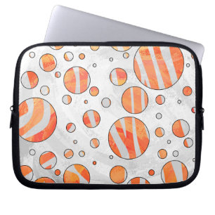 Protection Pour Ordinateur Portable Zebra Orange et White Polka Dot