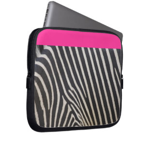 Protection Pour Ordinateur Portable zèbre rayé et rose