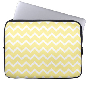 Protection Pour Ordinateur Portable Zigzags jaune-clair et blancs