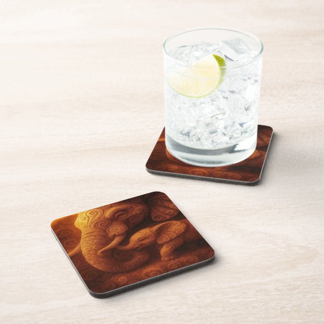 Protective Elephant Beverage Coaster Getränkeuntersetzer (Rechte Seite)