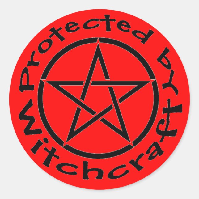 Protégé par Witchcraft Pentacle Stickers Étiquette (Devant)