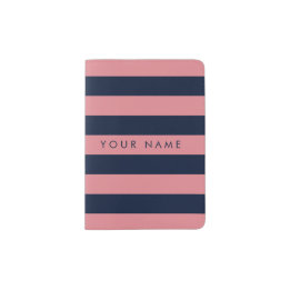 Protège-passeport Bleu rose et bleu marine personnalisé