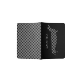 Protège-passeport Dachshund et Plaid sur Black