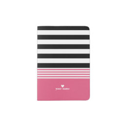 Protège-passeport Personnalisé noir, blanc et rose chaud