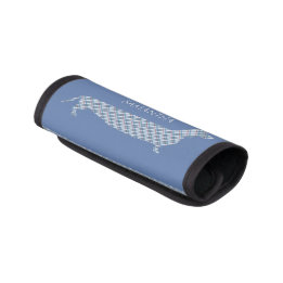 Protège Poignée Pour Bagage Teckel de plaid sur le bleu
